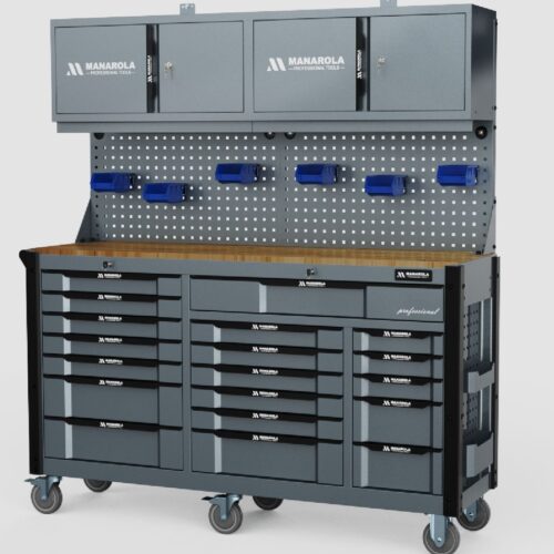 Manarola 68″ 19 Drawer Toolchest With 4 Upper Cabinets