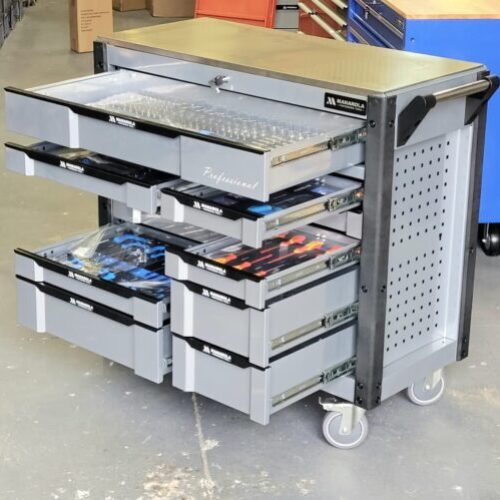 Manarola 12 Drawer Toolchest With Tools With Stainless Steel Work Top