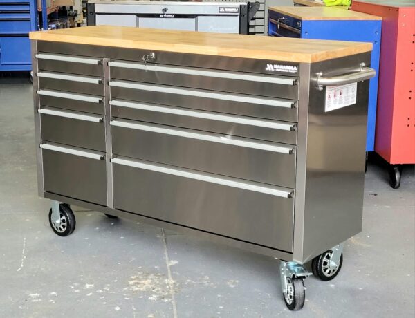 Manarola 55″ 10 Drawer Stainless Steel Tool Cabinet 1 Manarola 55″ 10 Drawer Stainless Steel Tool Cabinet