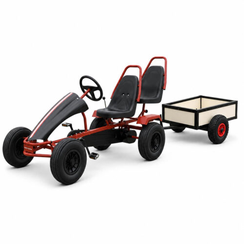 Hercules Double Two Seat Pedal Go Kart Black with Trailer 8->Adult